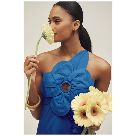 ANTHROPOLOGIE | Cotton One-Shoulder Cutwork Dress | NWT - Picture 4 of 8